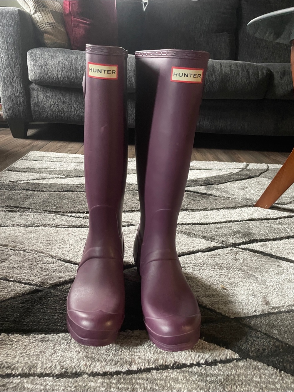Hunter Tall Waterproof Rain Boots in Plum - Picture 2 of 8